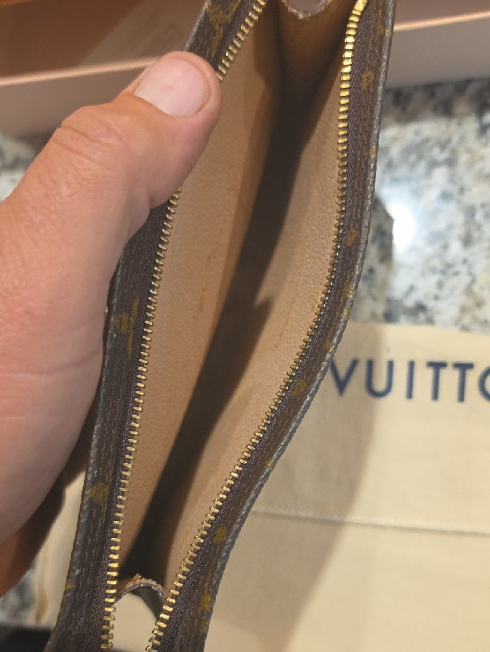 Louis Vuitton Monogram Zip Pouch - Brown/Gold Accents - Picture 6 of 6
